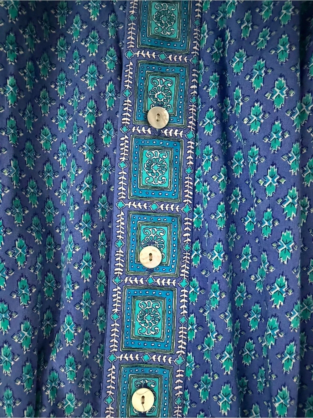 Vintage David Brooks Prairie Mid Blue A-Line Skirt with Contrast Button Front 10 - Picture 6 of 7